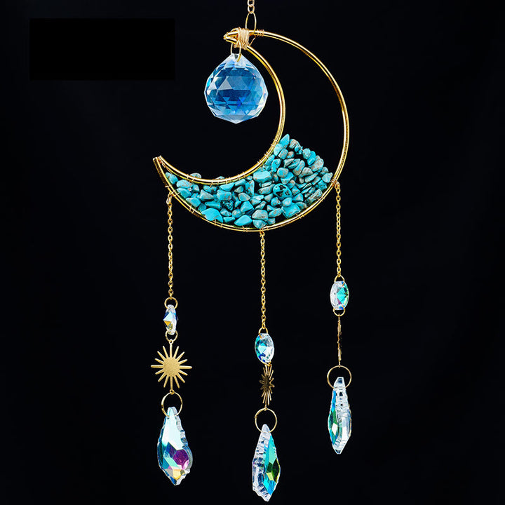 Colgante atrapasol con forma de media luna y grava de cristal de Olivenorma