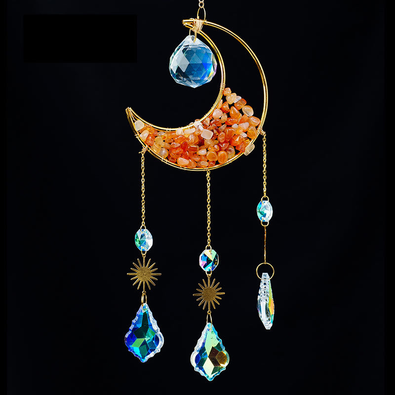 Colgante atrapasol con forma de media luna y grava de cristal de Olivenorma