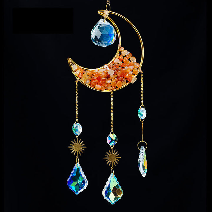 Colgante atrapasol con forma de media luna y grava de cristal de Olivenorma