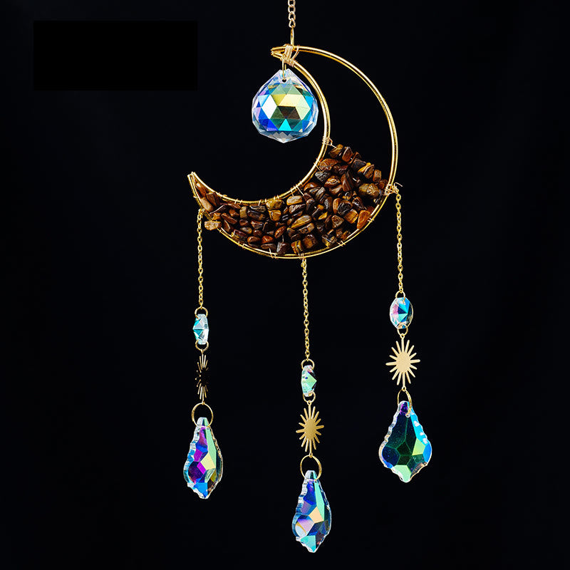Colgante atrapasol con forma de media luna y grava de cristal de Olivenorma