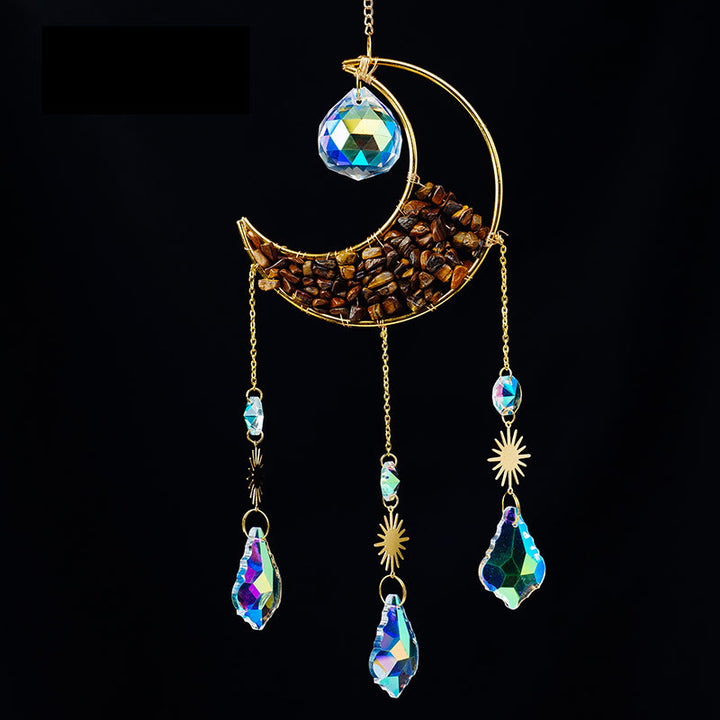 Colgante atrapasol con forma de media luna y grava de cristal de Olivenorma