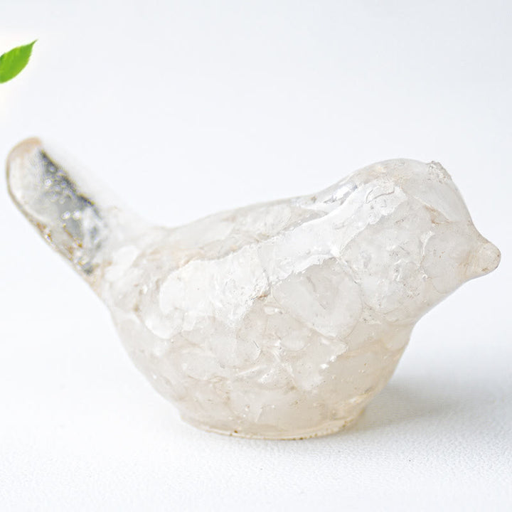 Escultura de pájaro de cristal natural de Olivenorma con piedras preciosas decorativas