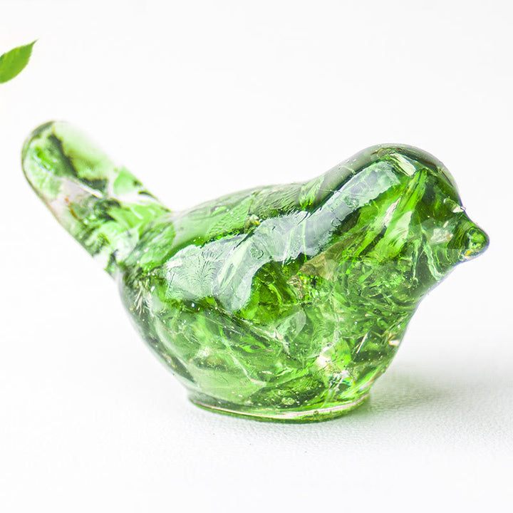 Escultura de pájaro de cristal natural de Olivenorma con piedras preciosas decorativas