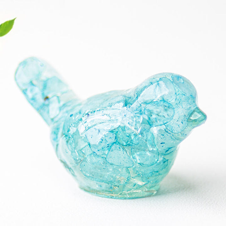 Escultura de pájaro de cristal natural de Olivenorma con piedras preciosas decorativas