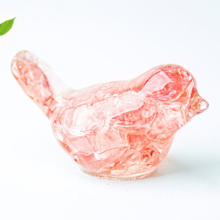 Escultura de pájaro de cristal natural de Olivenorma con piedras preciosas decorativas