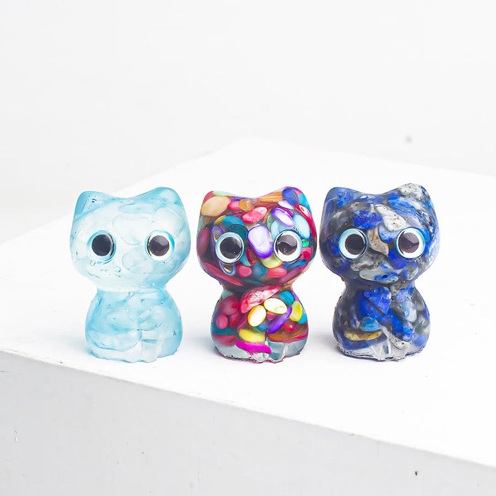 Decoración con piedras preciosas de gatito de ojos grandes de cristal epoxi de Olivenorma