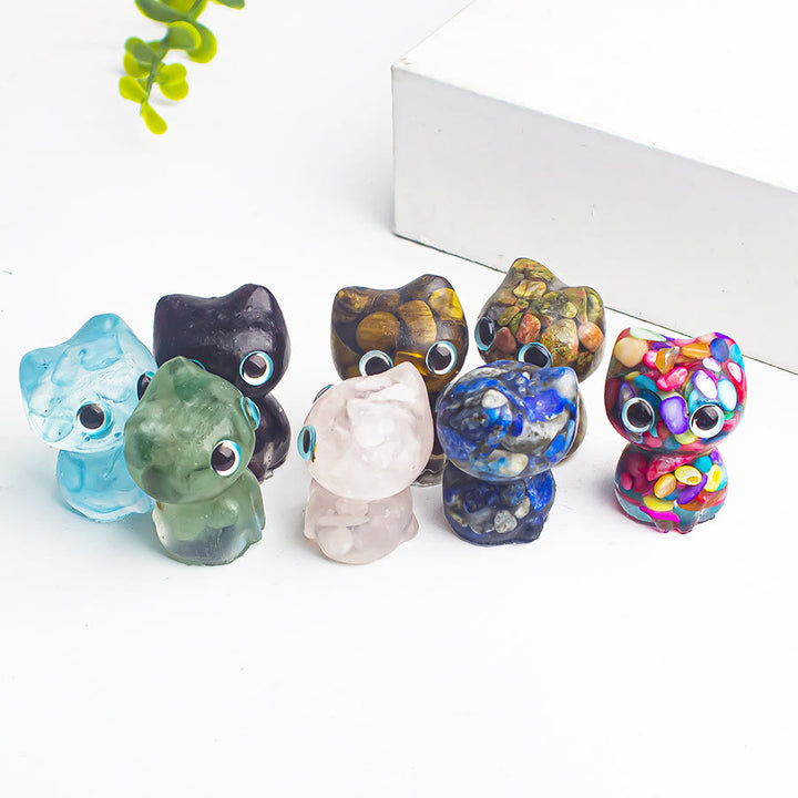 Decoración con piedras preciosas de gatito de ojos grandes de cristal epoxi de Olivenorma