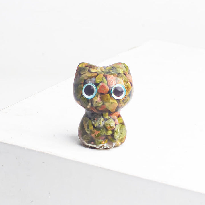 Decoración con piedras preciosas de gatito de ojos grandes de cristal epoxi de Olivenorma