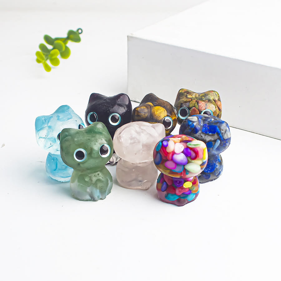 Decoración con piedras preciosas de gatito de ojos grandes de cristal epoxi de Olivenorma