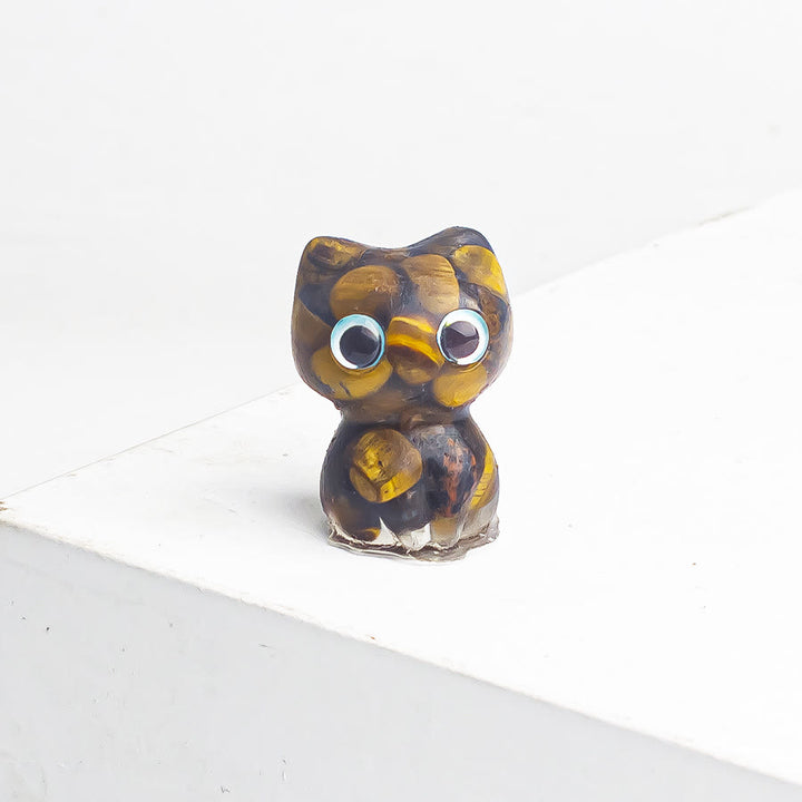 Decoración con piedras preciosas de gatito de ojos grandes de cristal epoxi de Olivenorma