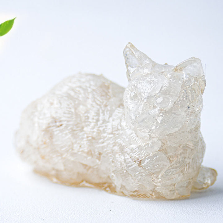 Grava de cristal epoxi de Olivenorma con forma de gatito tumbado