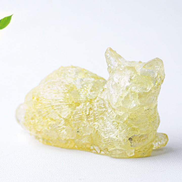 Grava de cristal epoxi de Olivenorma con forma de gatito tumbado