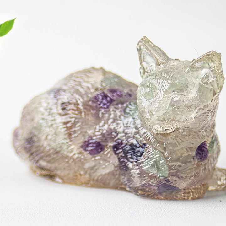 Grava de cristal epoxi de Olivenorma con forma de gatito tumbado