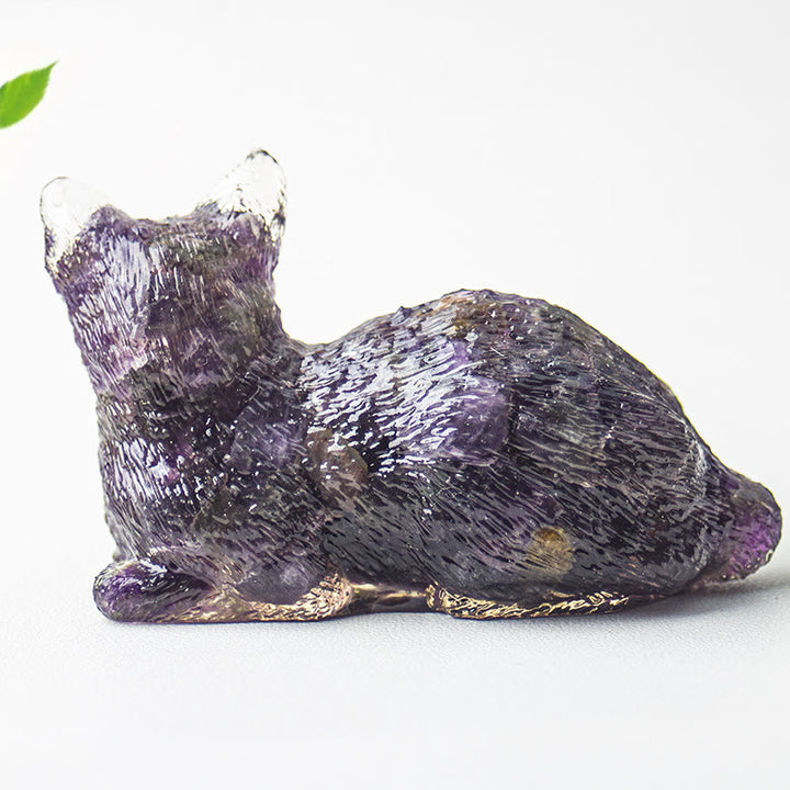 Grava de cristal epoxi de Olivenorma con forma de gatito tumbado