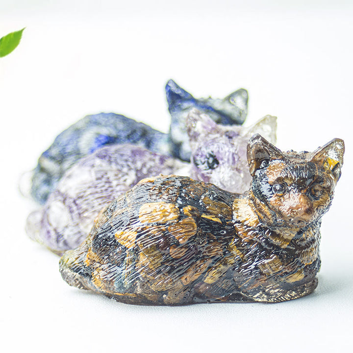 Grava de cristal epoxi de Olivenorma con forma de gatito tumbado