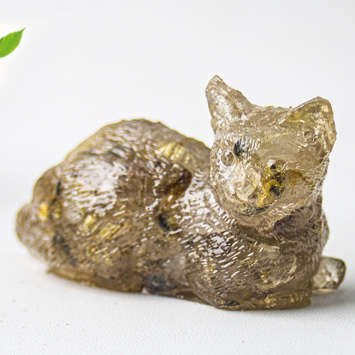 Grava de cristal epoxi de Olivenorma con forma de gatito tumbado