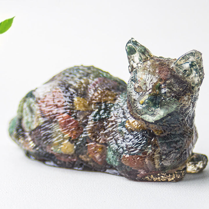 Grava de cristal epoxi de Olivenorma con forma de gatito tumbado
