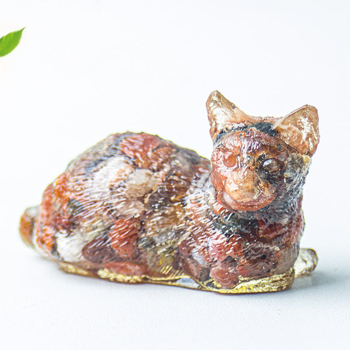 Grava de cristal epoxi de Olivenorma con forma de gatito tumbado