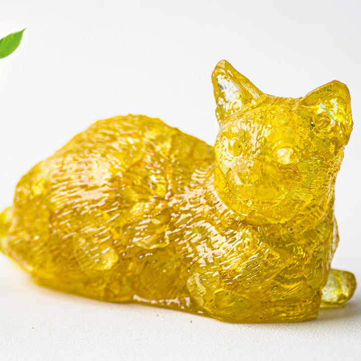 Grava de cristal epoxi de Olivenorma con forma de gatito tumbado