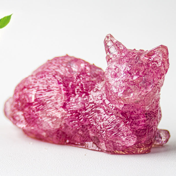 Grava de cristal epoxi de Olivenorma con forma de gatito tumbado