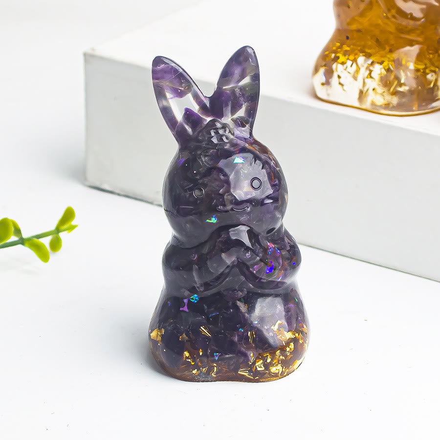 Decoración de piedras preciosas de conejo de los deseos de epoxi con grava de cristal de Olivenorma
