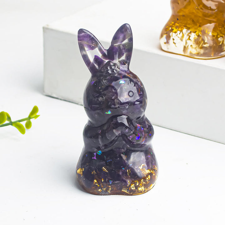 Decoración de piedras preciosas de conejo de los deseos de epoxi con grava de cristal de Olivenorma