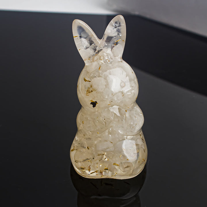 Decoración de piedras preciosas de conejo de los deseos de epoxi con grava de cristal de Olivenorma