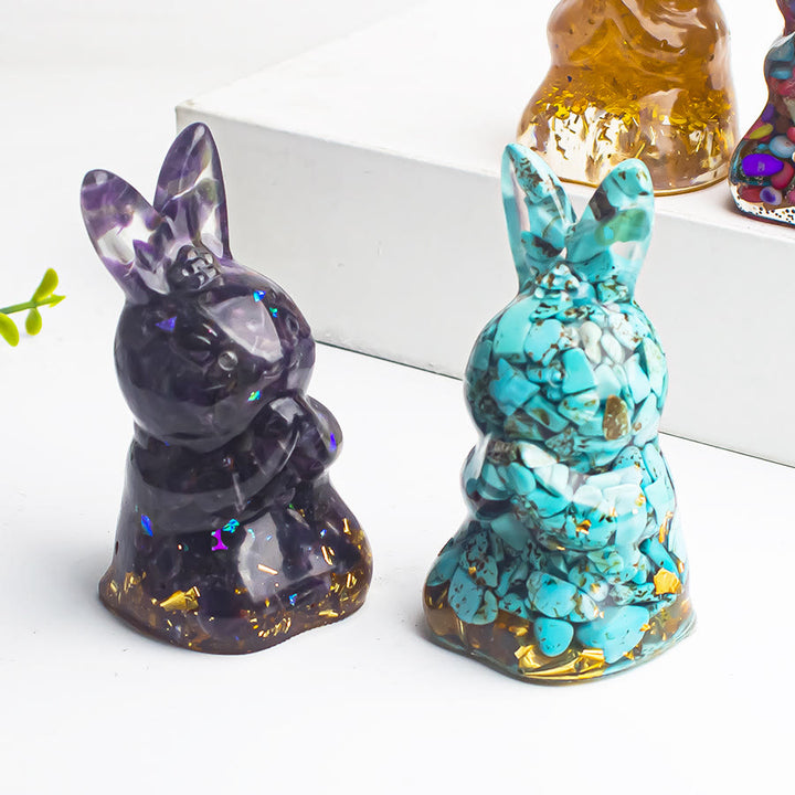 Decoración de piedras preciosas de conejo de los deseos de epoxi con grava de cristal de Olivenorma