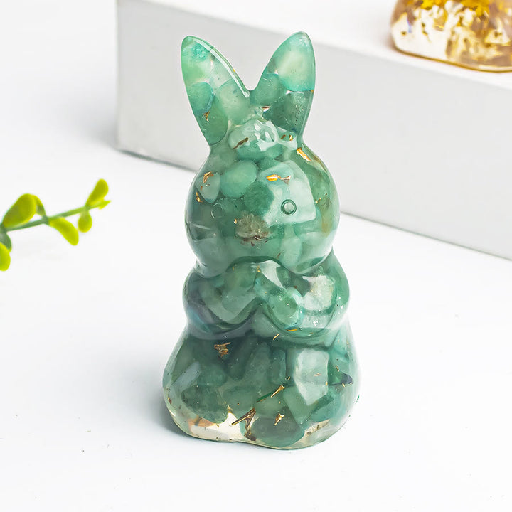 Decoración de piedras preciosas de conejo de los deseos de epoxi con grava de cristal de Olivenorma