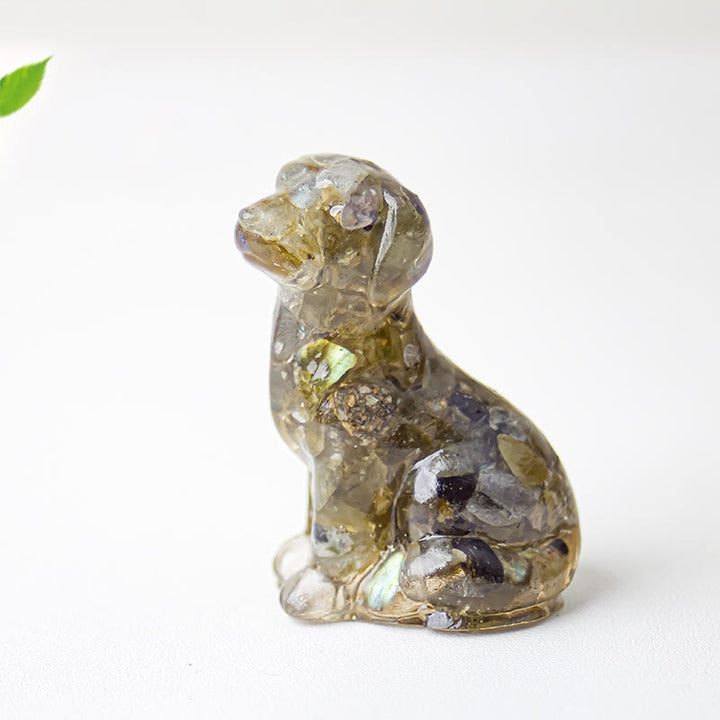 Grava de cristal de Olivenorma y epoxi con piedras preciosas de labrador
