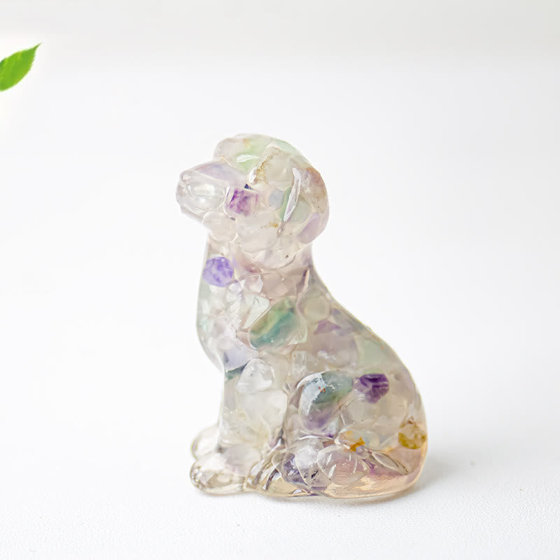 Grava de cristal de Olivenorma y epoxi con piedras preciosas de labrador