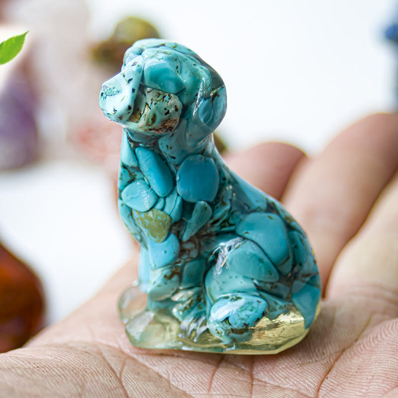 Grava de cristal de Olivenorma y epoxi con piedras preciosas de labrador