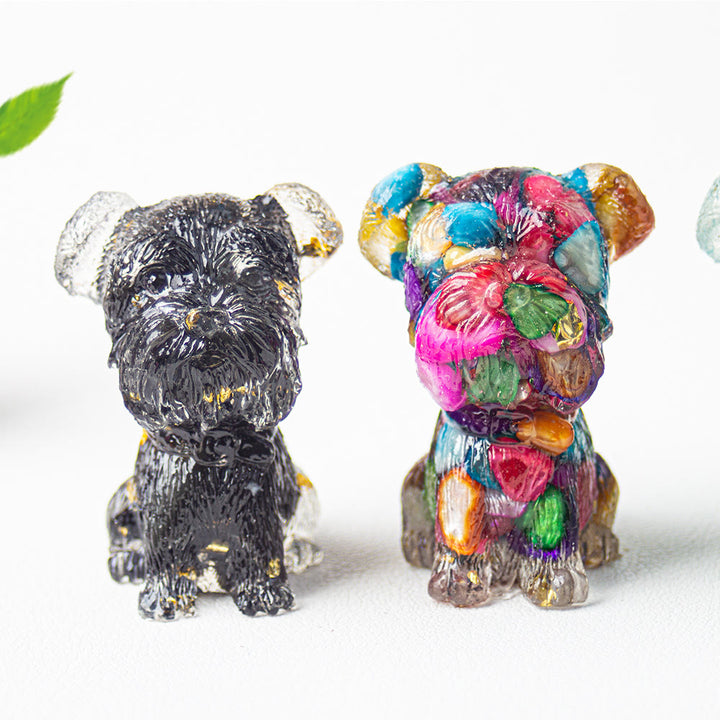 Grava de cristal epoxi de Olivenorma con forma de schnauzer para decoración de piedras preciosas