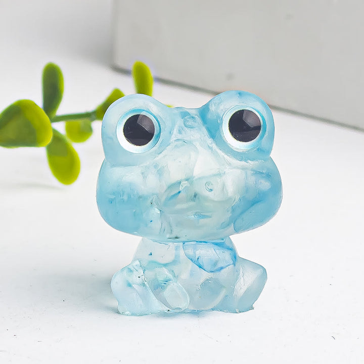 Decoración con piedras preciosas de rana de epoxi con grava de cristal de Olivenorma