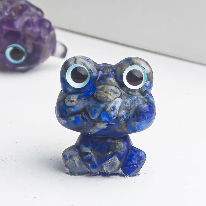 Decoración con piedras preciosas de rana de epoxi con grava de cristal de Olivenorma