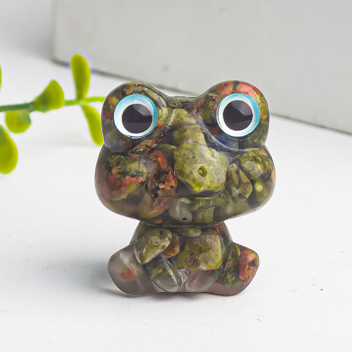 Decoración con piedras preciosas de rana de epoxi con grava de cristal de Olivenorma