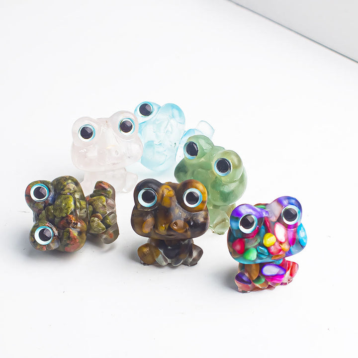Decoración con piedras preciosas de rana de epoxi con grava de cristal de Olivenorma