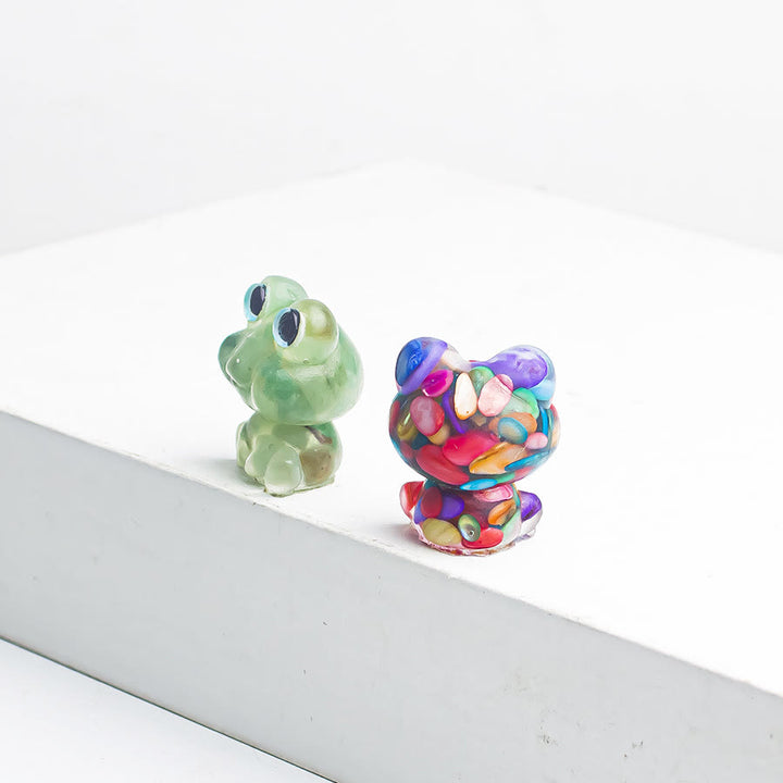 Decoración con piedras preciosas de rana de epoxi con grava de cristal de Olivenorma