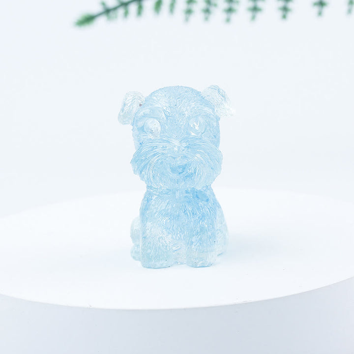 Decoración con piedras preciosas en miniatura de Schnauzer con resina epoxi y grava de cristal de Olivenorma