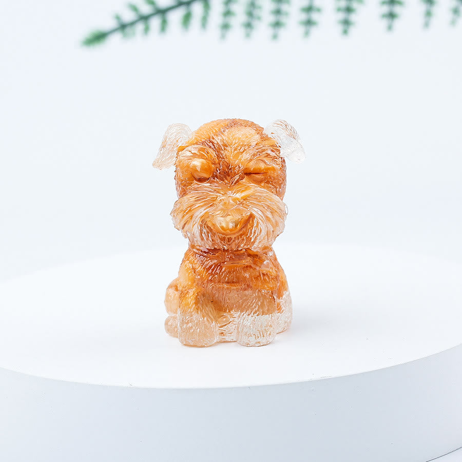 Decoración con piedras preciosas en miniatura de Schnauzer con resina epoxi y grava de cristal de Olivenorma