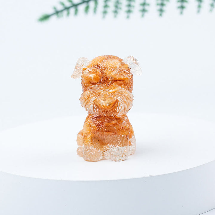 Decoración con piedras preciosas en miniatura de Schnauzer con resina epoxi y grava de cristal de Olivenorma