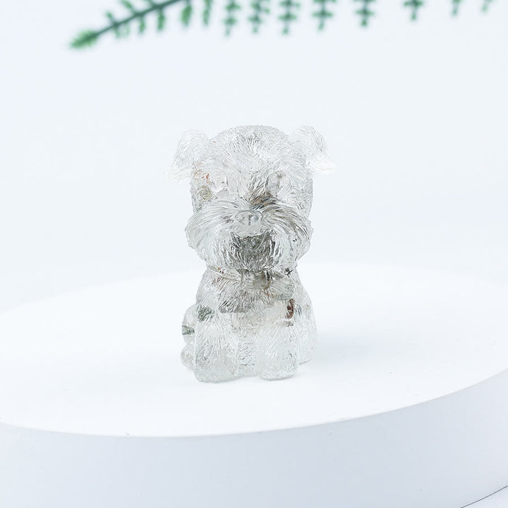 Decoración con piedras preciosas en miniatura de Schnauzer con resina epoxi y grava de cristal de Olivenorma