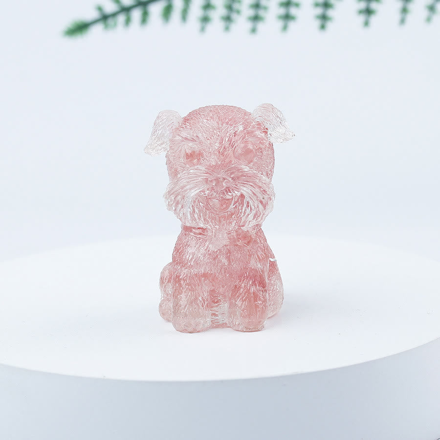 Decoración con piedras preciosas en miniatura de Schnauzer con resina epoxi y grava de cristal de Olivenorma