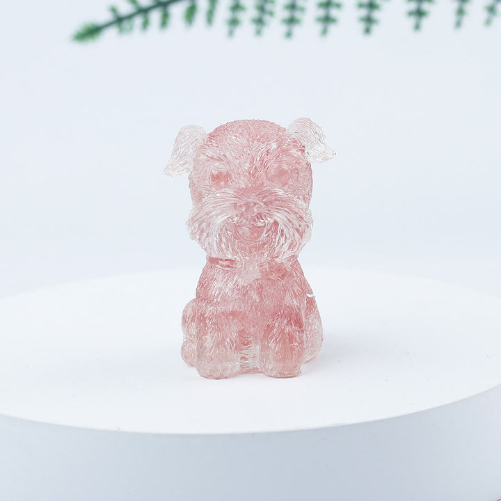 Decoración con piedras preciosas en miniatura de Schnauzer con resina epoxi y grava de cristal de Olivenorma