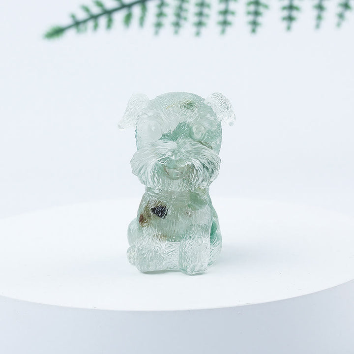 Decoración con piedras preciosas en miniatura de Schnauzer con resina epoxi y grava de cristal de Olivenorma
