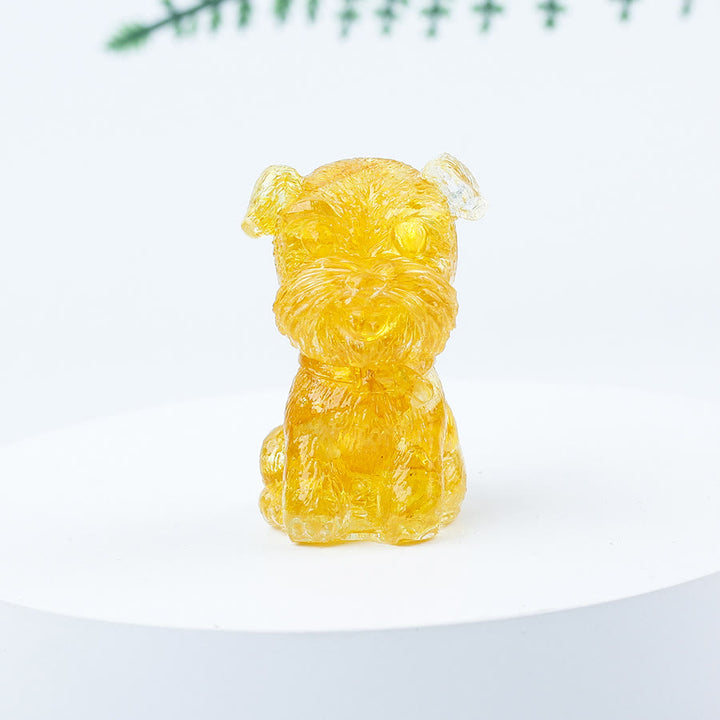 Decoración con piedras preciosas en miniatura de Schnauzer con resina epoxi y grava de cristal de Olivenorma