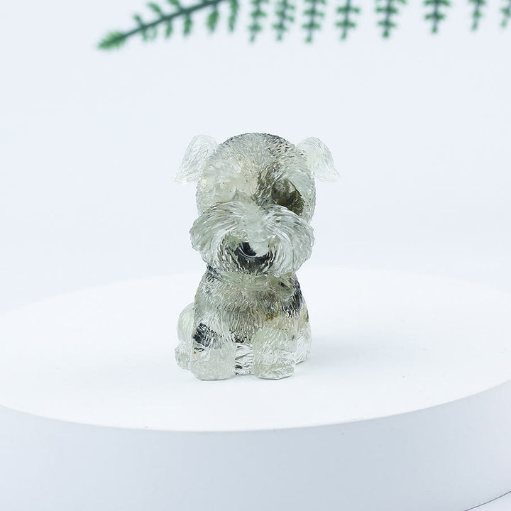Decoración con piedras preciosas en miniatura de Schnauzer con resina epoxi y grava de cristal de Olivenorma