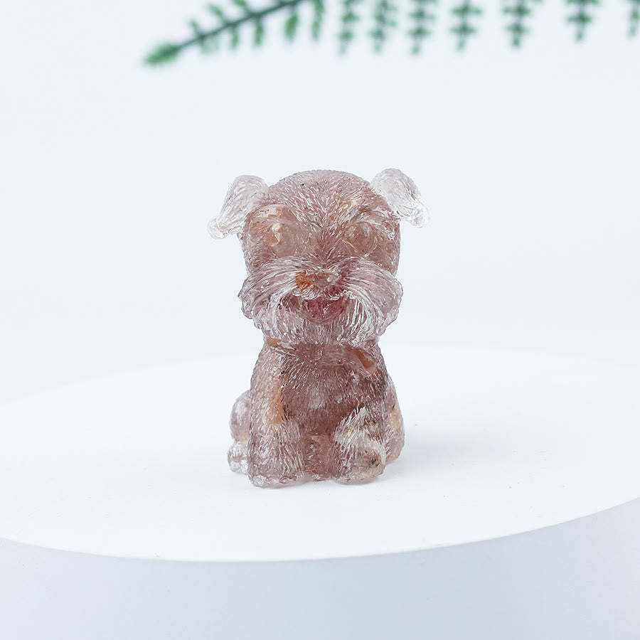 Decoración con piedras preciosas en miniatura de Schnauzer con resina epoxi y grava de cristal de Olivenorma