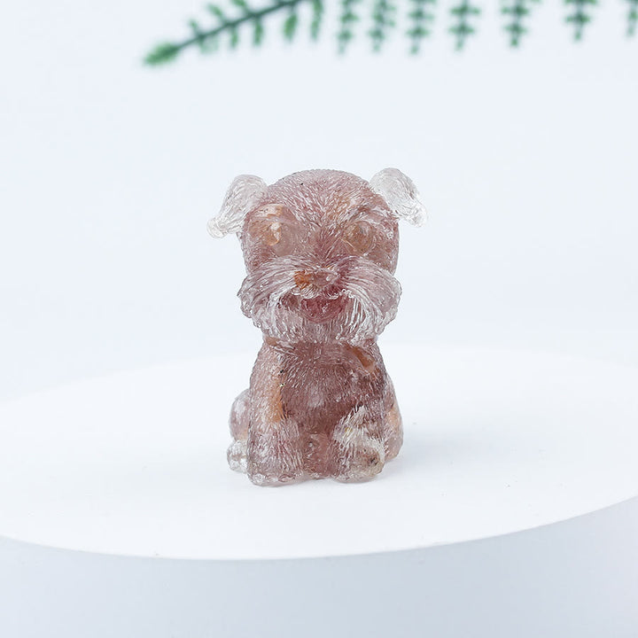 Decoración con piedras preciosas en miniatura de Schnauzer con resina epoxi y grava de cristal de Olivenorma
