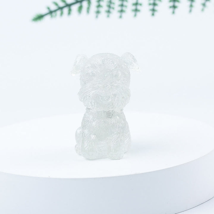 Decoración con piedras preciosas en miniatura de Schnauzer con resina epoxi y grava de cristal de Olivenorma
